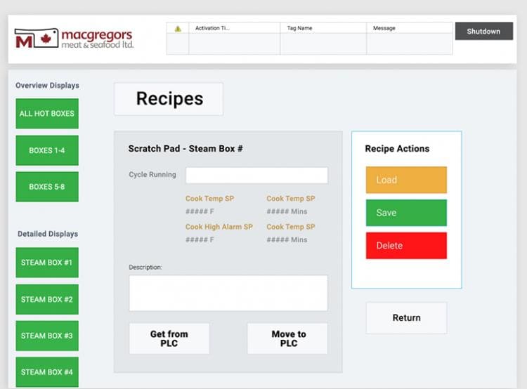 Centralized Control Interface for MacGregors Ovens