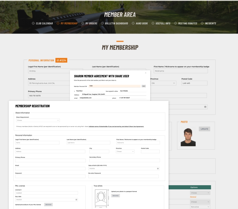 Sharon Gun Club’s digital platform for managing firearm rentals and safety compliance.