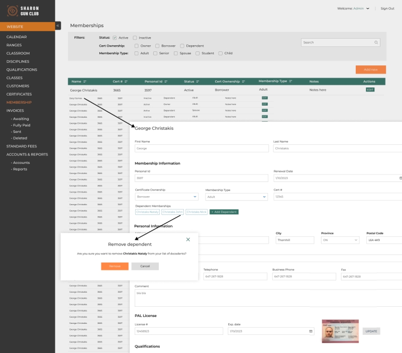 Integrated software solution for monitoring shooting range activities at Sharon Gun Club.