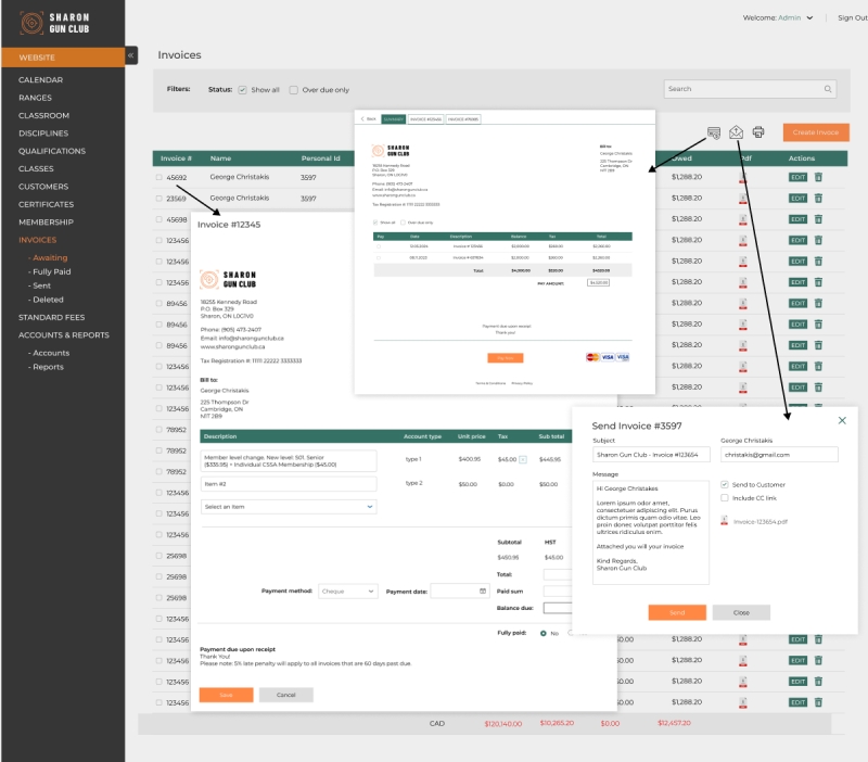 Firearm tracking and range scheduling system developed for Sharon Gun Club.